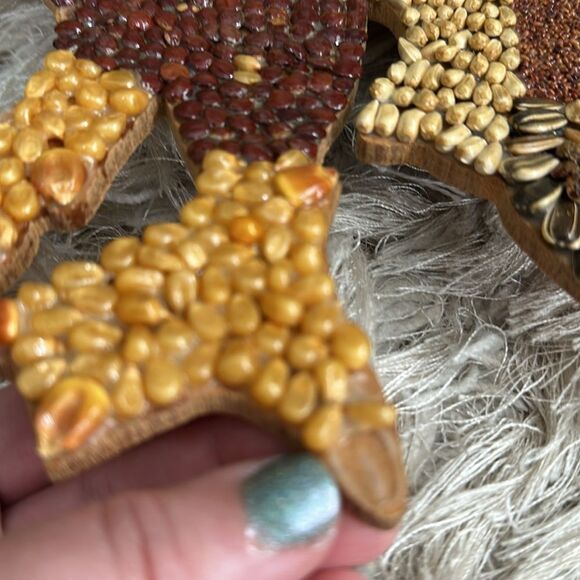 Vintage Mosaic Folk Art Handmade Rooster Seed Bean Wood Cutout Wall Decor - Picture 11 of 17